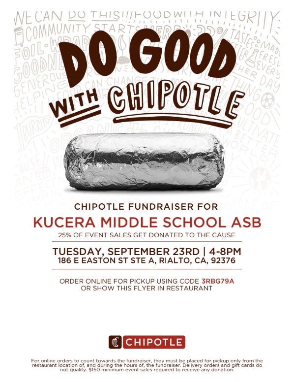 Chipotle Fundraiser For Kucera Middle School